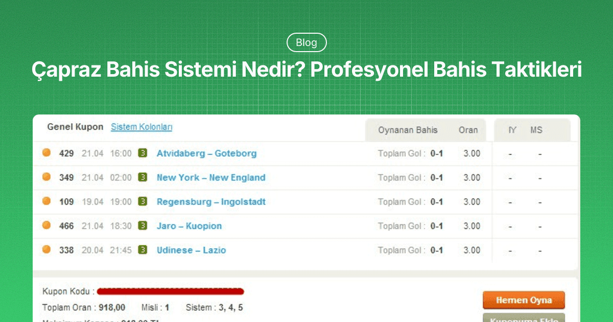Çapraz Bahis Sistemi Nedir? Profesyonel Bahis Taktikleri Rehberi